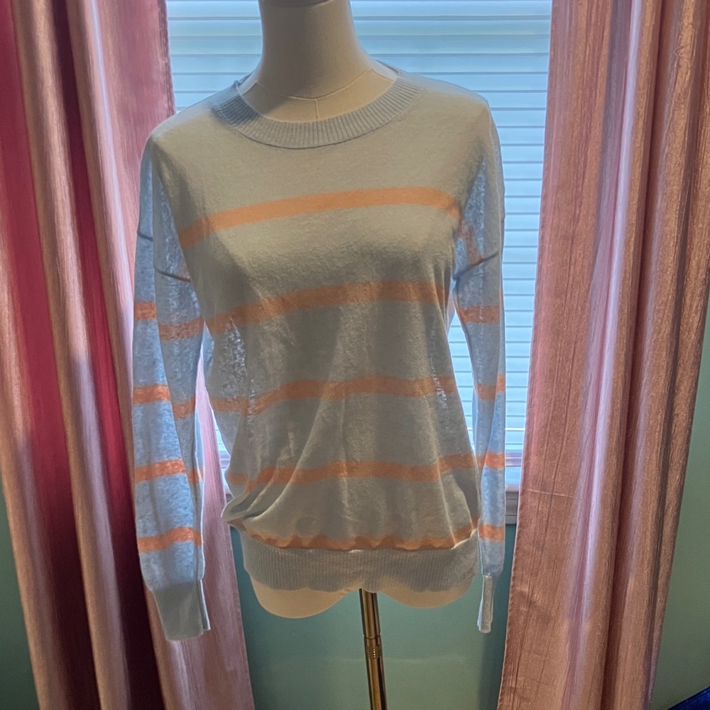 GAP Light Blue and Peach Striped Sweater